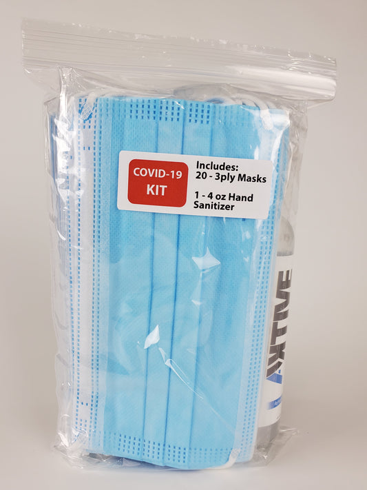COVID19 PPE Kit - 20 3Ply Masks - 1 Hand Sanitizer