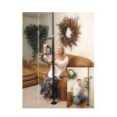 Adjustable Floor to Ceiling Security Pole and Curve Grab Bar in Black