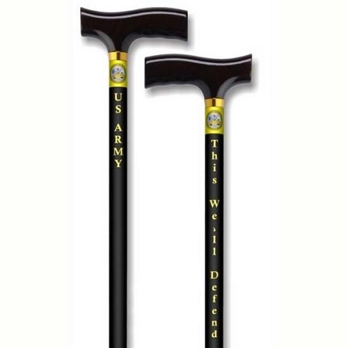 Straight Adjustable Aluminum Cane - Army